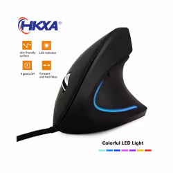 Wired Right Hand Vertical RGB Mouse Ergonomic Gaming Mouse 800 1200 1600 3200DPI USB Optical Wrist Healthy Mause for PC Computer - black