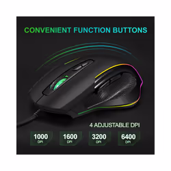 USB Wired Gaming Mouse 7 Button Backlit Ergonomic Mice 6400 DPI Backlight Adjustable Optical Mice for PC Gamer Computer Desktop - USB Wired Mouse
