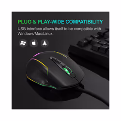 USB Wired Gaming Mouse 7 Button Backlit Ergonomic Mice 6400 DPI Backlight Adjustable Optical Mice for PC Gamer Computer Desktop - USB Wired Mouse