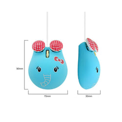 Professional Wired Mouse Cute Cartoon Animal Tiger Design 3D Kid Mouse USB Optical Small Mice 1200 DPI USB Optical For Laptop PC - blue