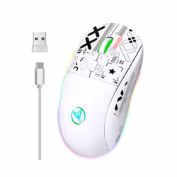 hxsj T90 Wireless Mechanical Mouse RGB Gaming Mouse Ergonomic 10 Million Keystroke 3600DPI Mouse 11 RGB Lighting Modes Mice - ...