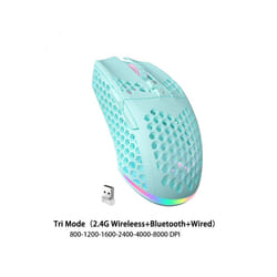 Wireless/Wired Gaming E-sports Mouse Ultralight Honeycomb Shell RGB Backlit Adjustable 12800DPI Ergonomic Gamer Mice - Green Wireless