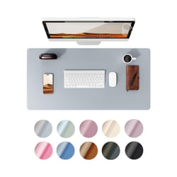 Office Desk Mat, Leather Desk Pad Protector, Large Mouse Pad, Non-Slip PU Leather Waterproof Desk Blotter, Laptop Desk Pad - Light Grey, 80x40 cm
