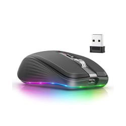 BT5.1 Dual-mode Wireless Mouse Computer Gaming Mice Ergonomic Design 2400 DPI Mute RGB Gaming Mouse for Laptop Computer - black