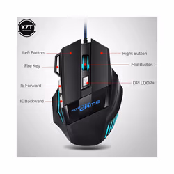 Professional 5500 DPI Gaming Mouse 7 Buttons LED Optical USB Wired Mice for Pro Gamer High Quality - black