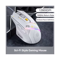 Inphic Pg1 Wired Mouse Gaming Mouse RGB Light Emitting Macro Programming 12800DPI 6 Keys Computer Mouse 1000hz Polling Rat ...