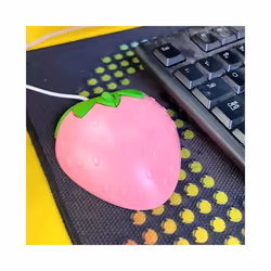 Pink Strawberry Corded Mouse Small Optical PC Computer Game Mouse for Girls