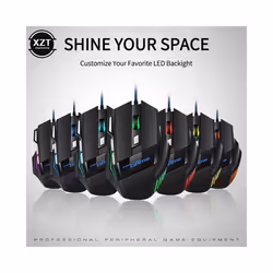 Professional Wired Gaming Mouse 7 Button Ergonomic USB Optical Mice 5500 DPI Backlight Adjustable for PC Gamer Computer Desktop