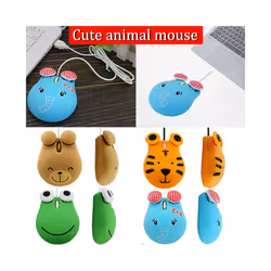 Professional Wired Mouse Cute Cartoon Animal Tiger Design 3D Kid Mouse USB Optical Small Mice 1200 DPI USB Optical For Laptop PC - bear
