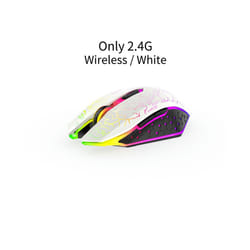 Bluetooth Wireless Mouse Rechargeable 7 Colors RGB LED Backlit Gaming Mouse Ergonomic Mice for Gamer Computer Laptop iPad - 2.4G White