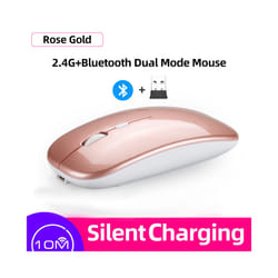 Femoro Bluetooth Wireless Mouse Portable Mobile Office Mouse Silent Ergonomic Mouse with Backlight for Laptop PC iPad Mac - 2.4G Bluetooth Rose
