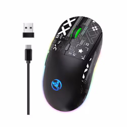 hxsj T90 Wireless Mechanical Mouse RGB Gaming Mouse Ergonomic 10 Million Keystroke 3600DPI Mouse 11 RGB Lighting Modes Mice - ...