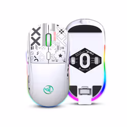 hxsj T90 Wireless Mechanical Mouse RGB Gaming Mouse Ergonomic 10 Million Keystroke 3600DPI Mouse 11 RGB Lighting Modes Mice - black