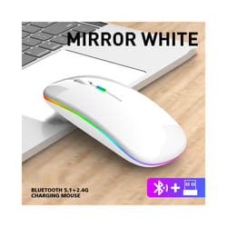 Femoro Bluetooth Wireless Mouse Portable Mobile Office Mouse Silent Ergonomic Mouse with Backlight for Laptop PC iPad Mac - LED White