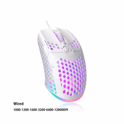 Wireless/Wired Gaming E-sports Mouse Ultralight Honeycomb Shell RGB Backlit Adjustable 12800DPI Ergonomic Gamer Mice - White  ...