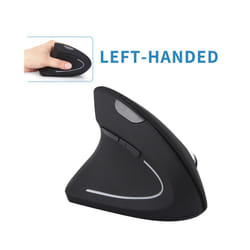 Wireless Left Handed Ergonomic Wireless Vertical Mouse  800/1200/1600 DPI 5 Buttons for Laptop Desktop PC Macbook - 2.4ghz-black