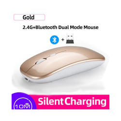 Femoro Bluetooth Wireless Mouse Portable Mobile Office Mouse Silent Ergonomic Mouse with Backlight for Laptop PC iPad Mac - 2.4G Bluetooth Gold