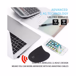 Wireless Left Hand Vertical Mouse Ergonomic Gaming Mouse 1600DPI USB Optical Mice Mause For Computer Laptop PC - Black