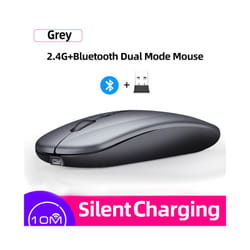 Femoro Bluetooth Wireless Mouse Portable Mobile Office Mouse Silent Ergonomic Mouse with Backlight for Laptop PC iPad Mac - 2.4G Bluetooth Grey
