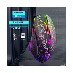 RGB Gaming Mouse Bluetooth Mouse Wireless Mouse Ergonomic 1600DPI 6 Mute Buttons Mouse For MacBook Tablet Laptops Computer - 2.4G BT Black