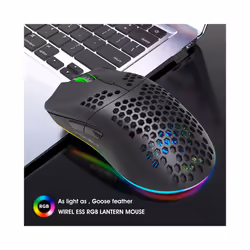 Wireless Charge Mouse RGB Luminous Ultralight Honeycomb Mouse Movement Speed 3600 6 D Game Mice For Laptop PC Gamer - Black