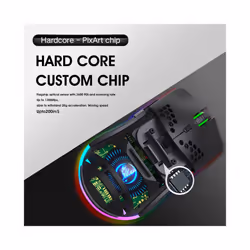 Wireless Charge Mouse RGB Luminous Ultralight Honeycomb Mouse Movement Speed 3600 6 D Game Mice For Laptop PC Gamer - Black
