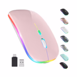 Femoro Bluetooth Wireless Mouse Portable Mobile Office Mouse Silent Ergonomic Mouse with Backlight for Laptop PC iPad Mac - LED Gold
