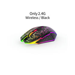 Bluetooth Wireless Mouse Rechargeable 7 Colors RGB LED Backlit Gaming Mouse Ergonomic Mice for Gamer Computer Laptop iPad - 2.4G Black