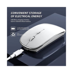 Wireless Mouse for Laptop, 2.4 GHz Cordless Mouse with USB/USB-C Dual Receiver for Computer, Rechargeable Portable Mouse - silver