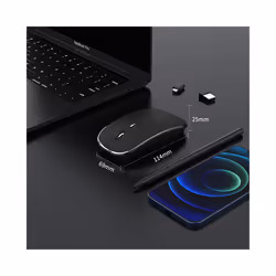 Wireless Mouse for Laptop, 2.4 GHz Cordless Mouse with USB/USB-C Dual Receiver for Computer, Rechargeable Portable Mouse - silver