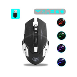 Wireless Mouse Gaming Computer Silent Rechargeable Bluetooth Mouse USB Mechanical E-Sports Backlight PC Gamer Mouse for Laptop - black 2.4G