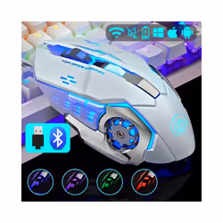 Wireless Mouse Gaming Computer Silent Rechargeable Bluetooth Mouse USB Mechanical E-Sports Backlight PC Gamer Mouse for Laptop - black 2.4G