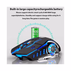 Wireless Mouse Gaming Computer Silent Rechargeable Bluetooth Mouse USB Mechanical E-Sports Backlight PC Gamer Mouse for Laptop - black 2.4G