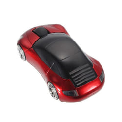 2.4GHz Sports Car Wireless Mouse USB Scroll 1600DPI Car Shaped Wireless Mouse Convenient Portable for Laptop/PC - red