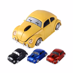 Car Shape Wireless Mouse Wireless 1000DPI Ergonomic 2.4GHz Mouse with Receiver AAA Batteries Power Optical Computer Mause - yellow