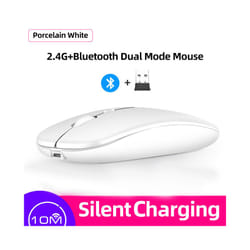 Femoro Bluetooth Wireless Mouse Portable Mobile Office Mouse Silent Ergonomic Mouse with Backlight for Laptop PC iPad Mac - 2.4G Bluetooth White