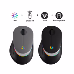 Bluetooth Wireless Mouse LED Gaming Mouse Silent Mouse Rechargeable Mouse 800-1200-1600 DPI Mouse Mic for PC Laptop Macbook - Wireless LED Black
