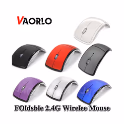 VAORLO Mini Wireless Mouse Foldable Travel Portable USB Receiver Optical Ergonomic Office Mouse for PC Laptop Mouse Gamers - Black