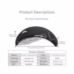 VAORLO Mini Wireless Mouse Foldable Travel Portable USB Receiver Optical Ergonomic Office Mouse for PC Laptop Mouse Gamers - silver