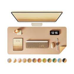 Double-Sided Desk Pad, Leather Desk Mat, Eco Cork Desk Pad Protector,Large Mouse Pad,Waterproof Desk Blotter for Office/Home - Apricot cork, 80x40 cm