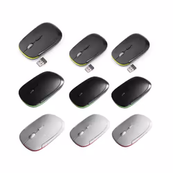 Ultra-thin Mouse 2.4Ghz Mini Wireless Optical Gaming Mouse Mice& USB Receiver Wireless Computer Mouse For PC Laptop 3500 - white 3PCS