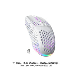 Wireless/Wired Gaming E-sports Mouse Ultralight Honeycomb Shell RGB Backlit Adjustable 12800DPI Ergonomic Gamer Mice - White Wireless