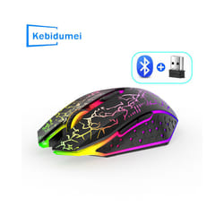 RGB Wireless Mouse Bluetooth Computer Mouse 1600DPI 6 Mute Buttons Ergonomic Rechargeable Mouse For MacBook Tablet Laptops - 2.4G BT Black