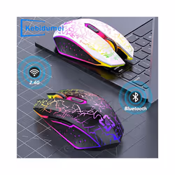 RGB Wireless Mouse Bluetooth Computer Mouse 1600DPI 6 Mute Buttons Ergonomic Rechargeable Mouse For MacBook Tablet Laptops - 2.4G BT Black