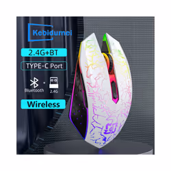 Bluetooth Dual-mode Wireless Mouse Rechargeable Mouse RGB Backlight E-Sports Mechanical Mouse Mice for PC Laptop Macbook - 2.4G White