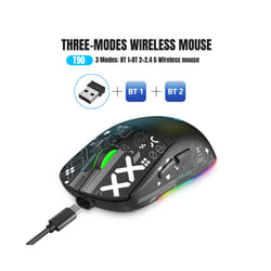 3 Modes Bluetooth Gaming Mouse Rechargeable USB Wireless RGB Backlight Mouse for iPad Tablet Laptop Computer - black