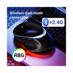 Wireless Mouse Bluetooth 2.4GHz Dual Mode Mouse Rechargeable RGB Backlight Mice for iPad PC Laptop Tablet Phone 2.4GHz USB Mause - Black