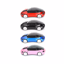 2.4GHz Sports Car Wireless Mouse USB Scroll 1600DPI Car Shaped Wireless Mouse Convenient Lightweight for Laptop/PC - red