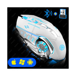 AIEACH Bluetooth Mouse Gaming Computer Rechargeable Wireless Mouse USB Mechanical E-Sports Backlight PC Gamer Mouse For Computer - White