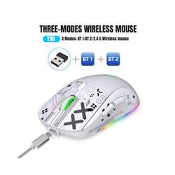 3 Modes Bluetooth Gaming Mouse Rechargeable USB Wireless RGB Backlight Mouse for iPad Tablet Laptop Computer - WHITE